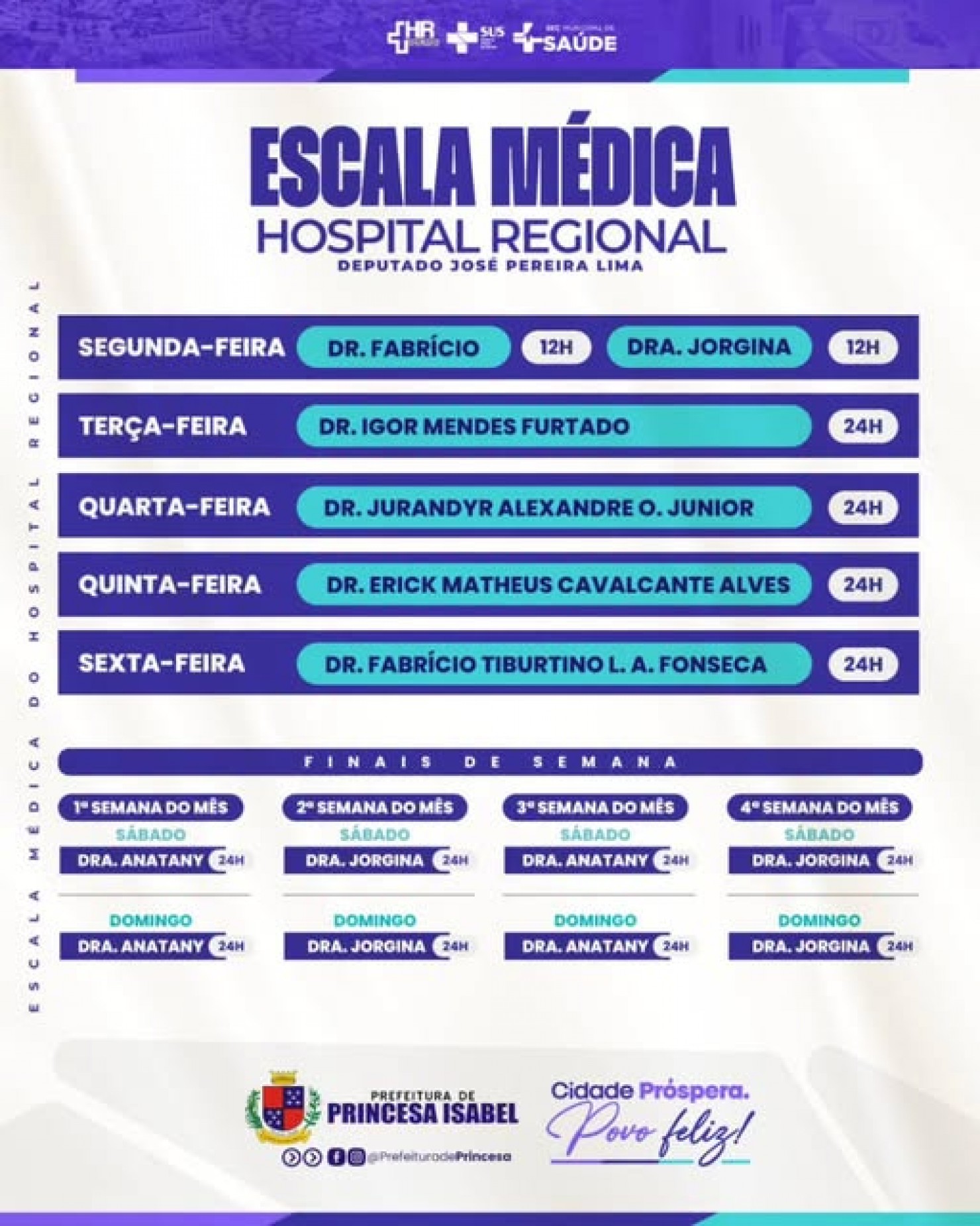 Escala Médica Hospital Regional Deputado José Pereira Lima!